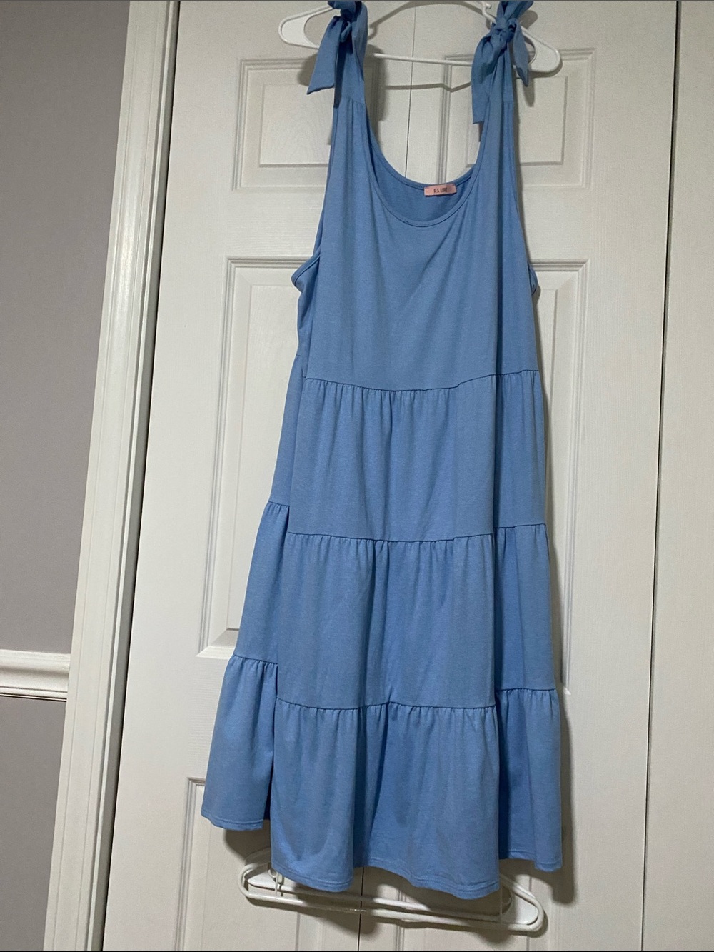 Women’s Light Blue Tiered Tie-Shoulder Dress